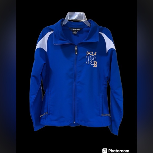 UCLA Bruins Track Jacket 19 Medium Women Holloway Full Zip Pockets Blue Yellow - Picture 12 of 12